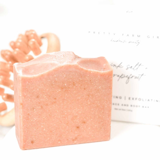 Pink Salt + Grapefruit Cleansing Bar Handmade Tallow and Goat Milk Soap Bar - Trending Wellness Store