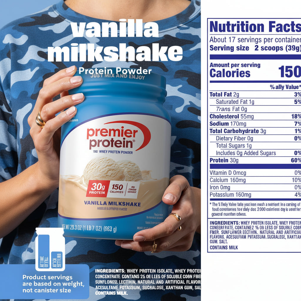 Premier Protein 100% Whey Powder, Vanilla Milkshake (Keto Friendly & No Soy), 23.3 oz (17 Servings) – $23.49 (Was $29.99) - Trending Wellness Store