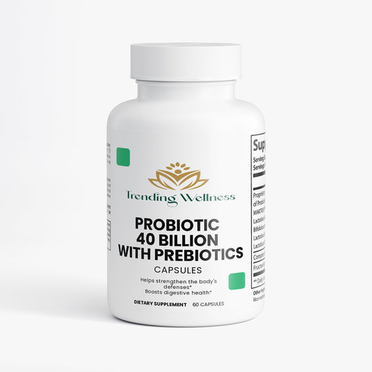 Trending Wellness probiotic supplement bottle on a white background