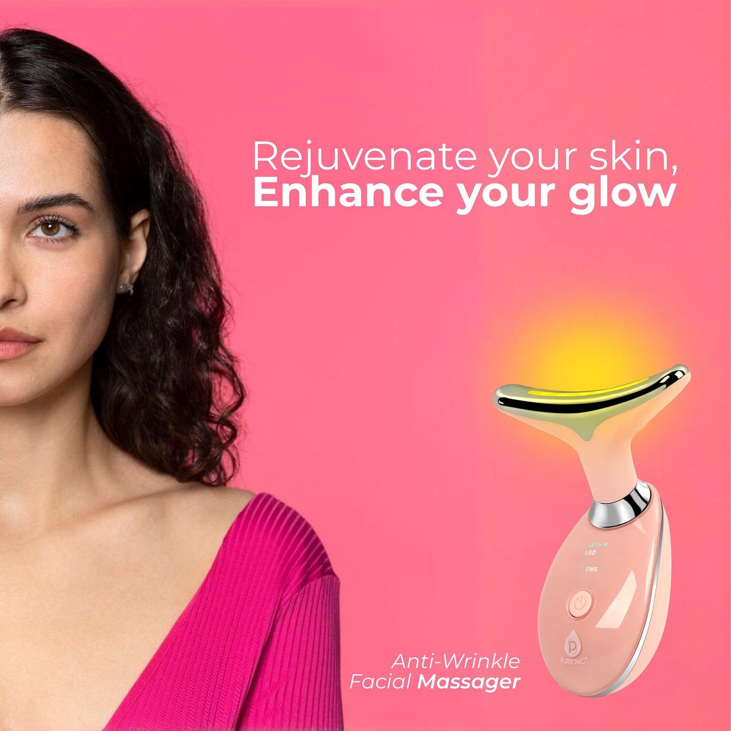 Pursonic 7-in-1 LED Light Therapy Beauty Device - Red Light Therapy Face & Neck Sculpting Wand - Trending Wellness Store