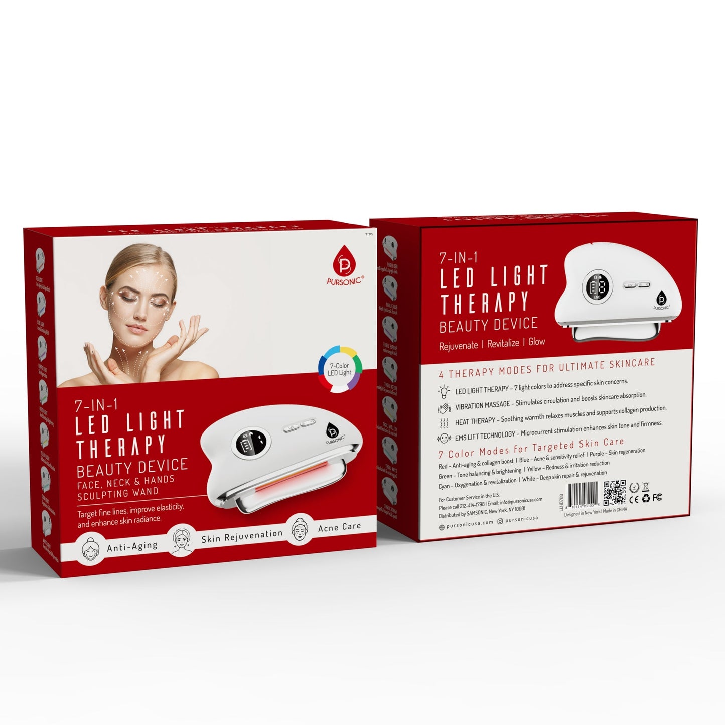 Pursonic 7-in-1 LED Light Therapy Beauty Wand - Trending Wellness Store