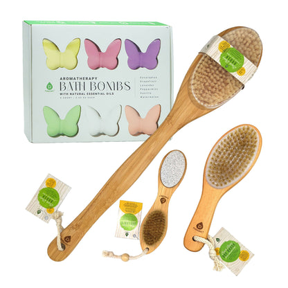Pursonic Aromatherapy Bath Bombs & Bamboo Spa Brush Bundle – Relax, Refresh & Rejuvenate Naturally - Trending Wellness Store