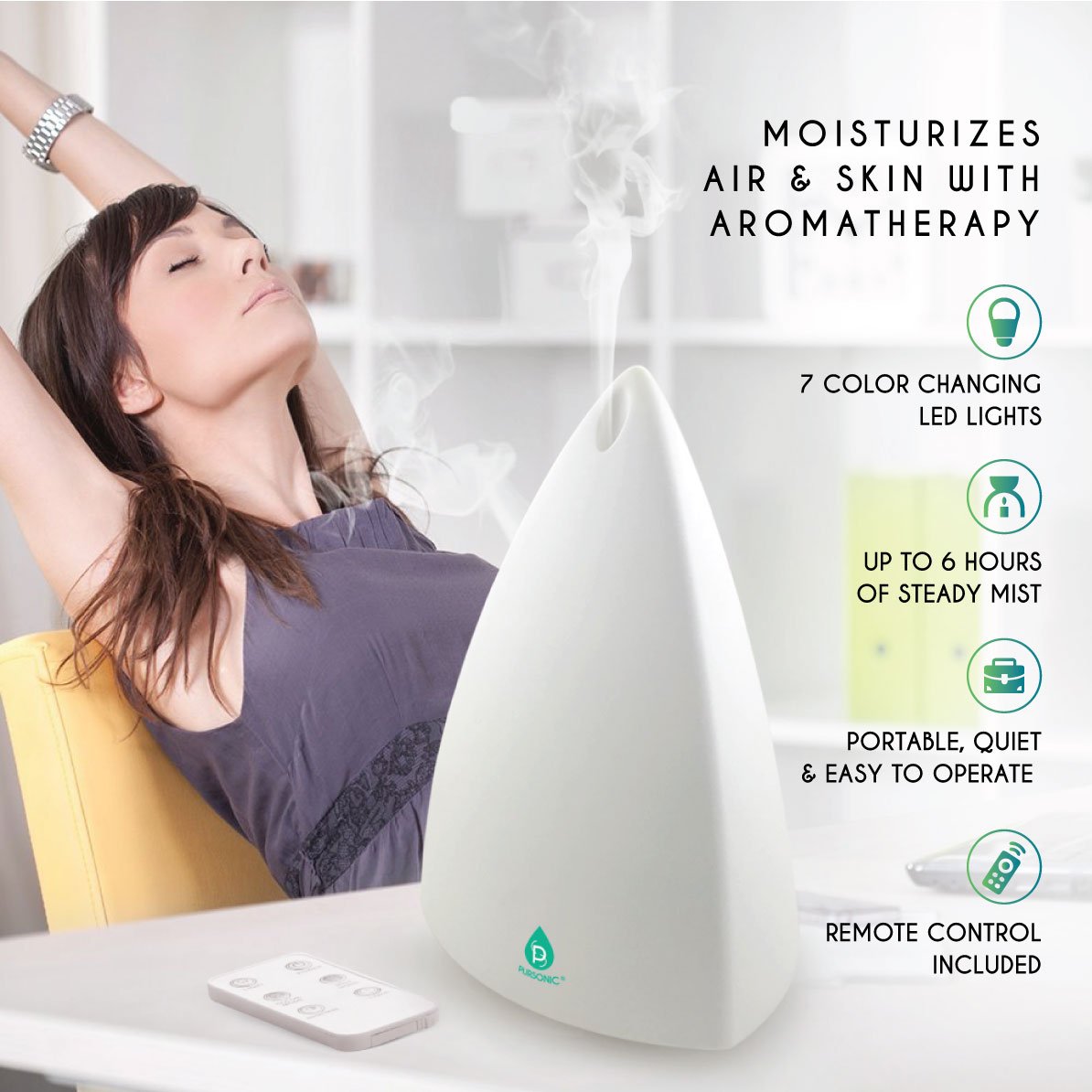 Pursonic Aromatherapy Diffuser & Essential Oil Set -Ultrasonic Top 3 Oils - Trending Wellness Store