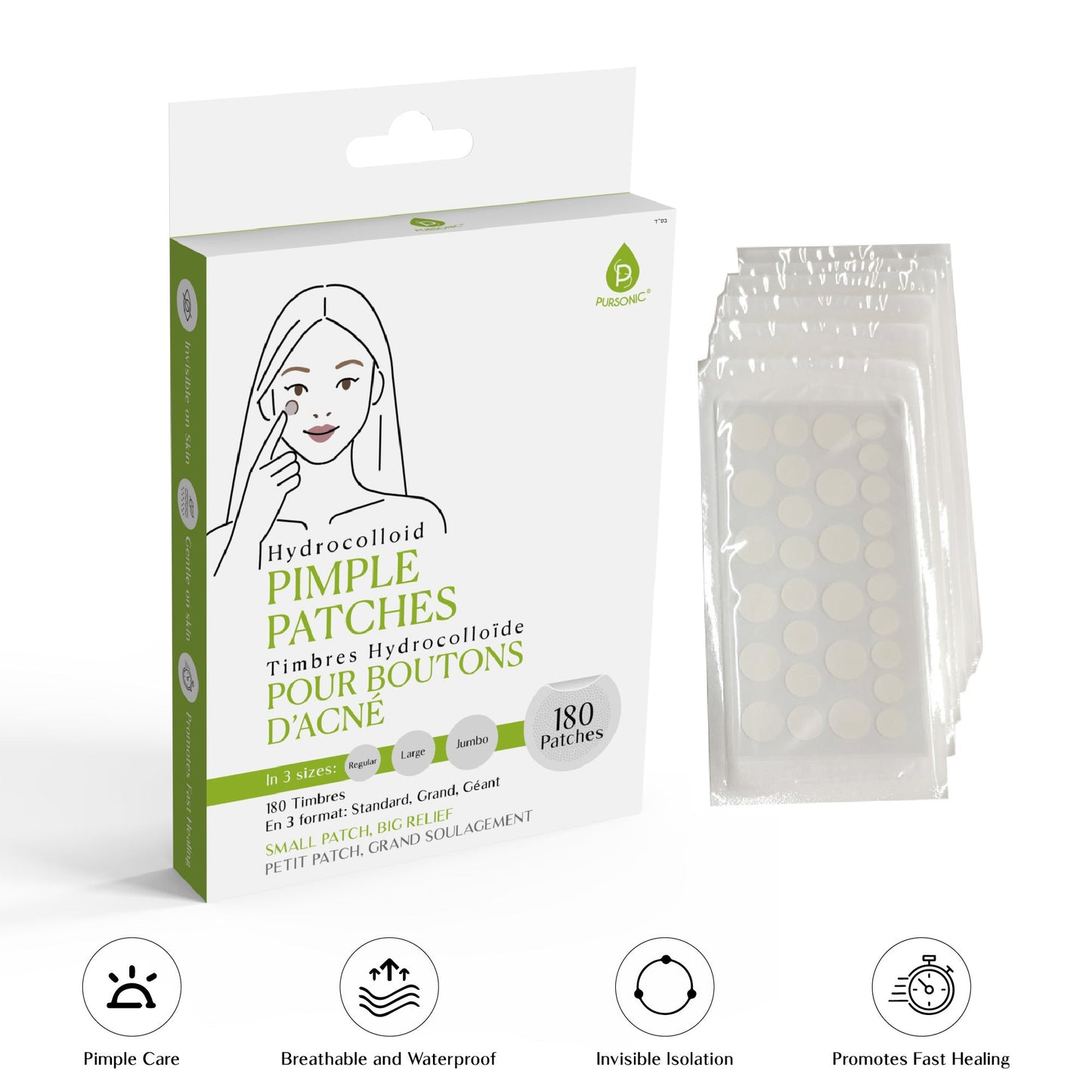 Pursonic Clear Skin Bundle: 3 Packs of Hydrocolloid Pimple Patches (Classic, Butterfly, & Multi-Size) - Trending Wellness Store