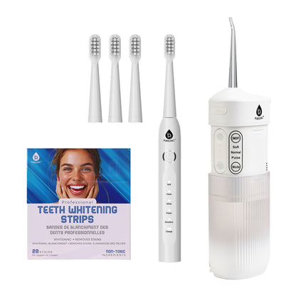 Pursonic PowerSmile Bundle – USB Rechargeable Sonic Toothbrush, Collapsible Water Flosser & Professional Teeth Whitening Strips for a Complete Oral Care System - Trending Wellness Store