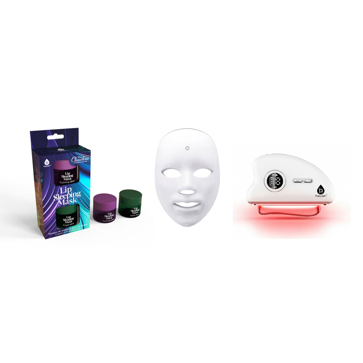 Pursonic Skincare: Complete 7-in-1 LED Light Therapy & Overnight Lip Care Collection - Trending Wellness Store