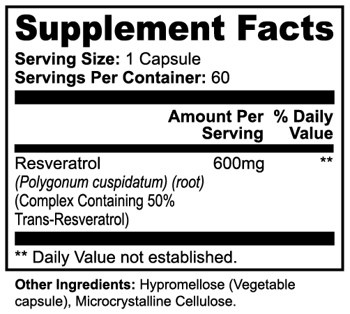 Resveratrol 50% 600mg - Trending Wellness Store