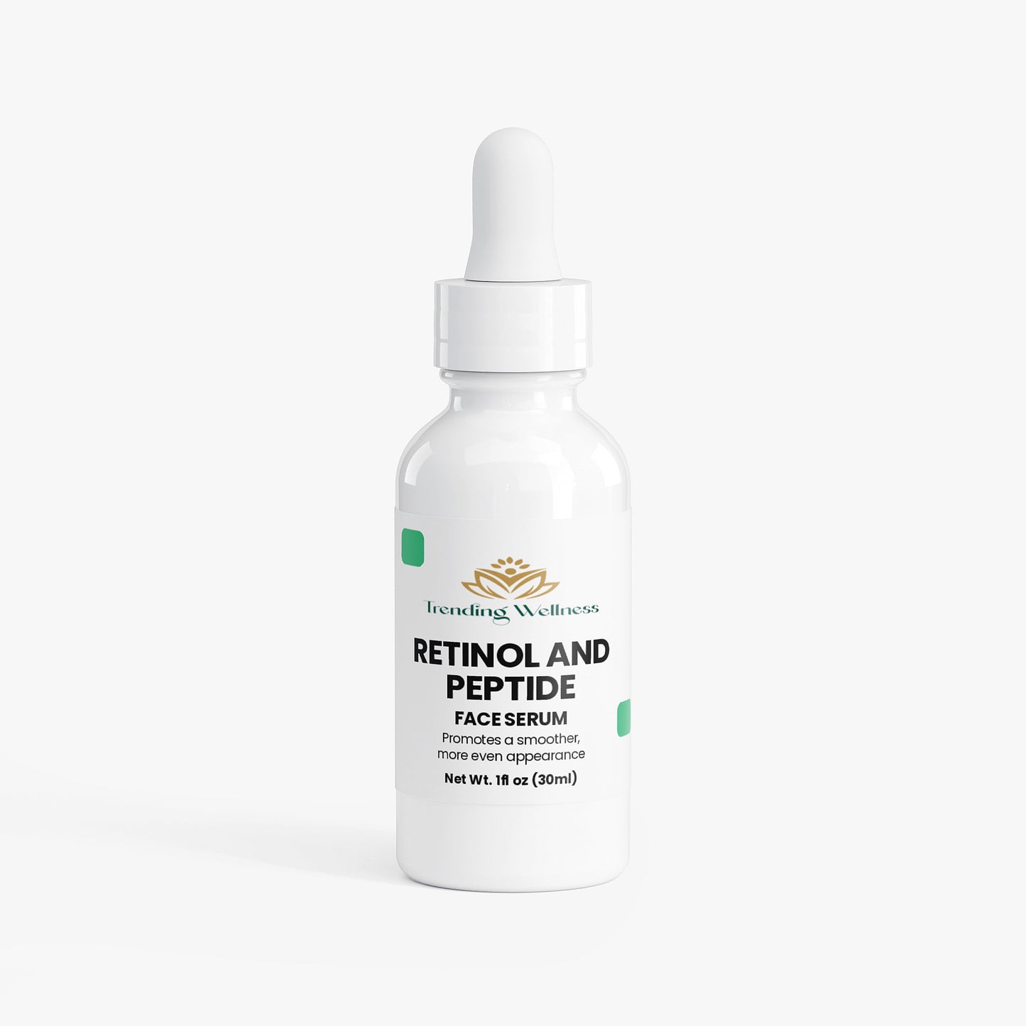 Snail mucin face serum bottle with dropper on a white background