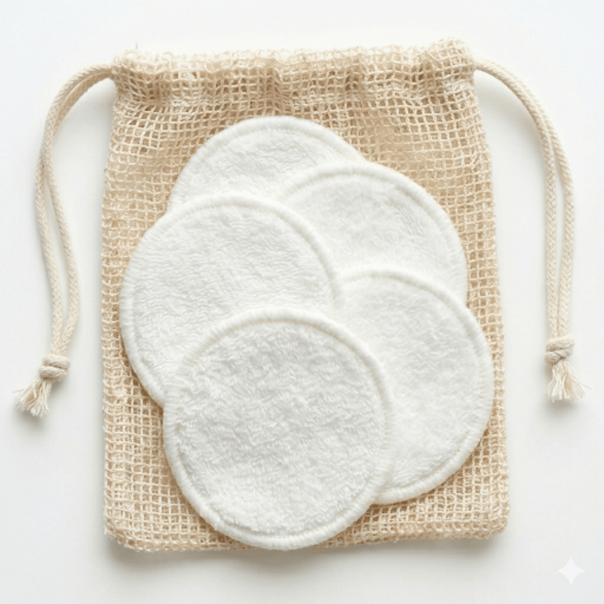Reusable Facial Round Pads - 5 Pack Super Soft Bamboo Cotton Makeup Remover Cloths with Drawstring Laundry Bag, Washable Zero-Waste Eco Friendly Eco-Conscious Facial Rounds for All Skin Types