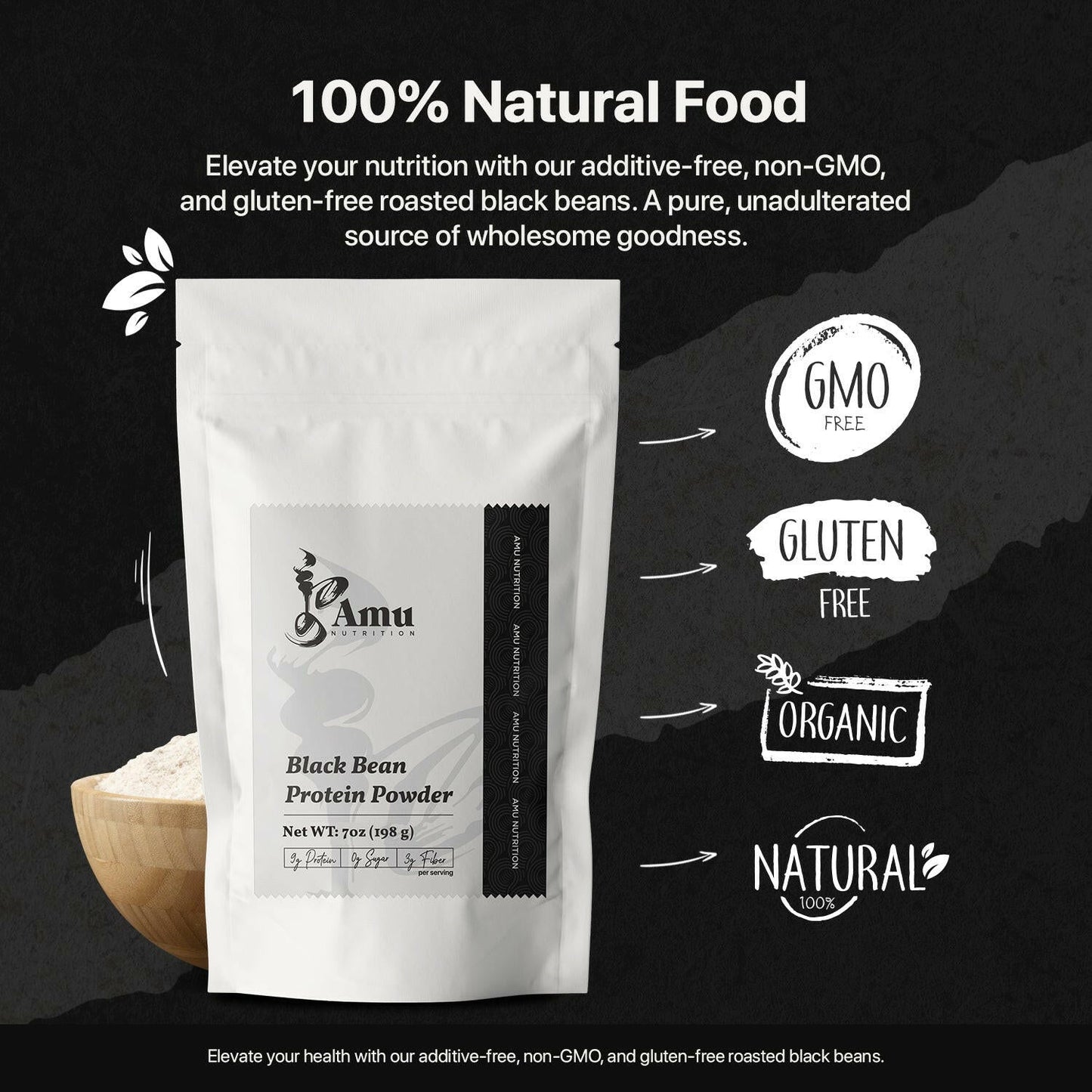 Roasted Black Bean Powder – 198 g- Gluten-Free, High in Protein, Traditionally Used for Hair Health, Kidney Support, Energy & Stamina - Trending Wellness Store