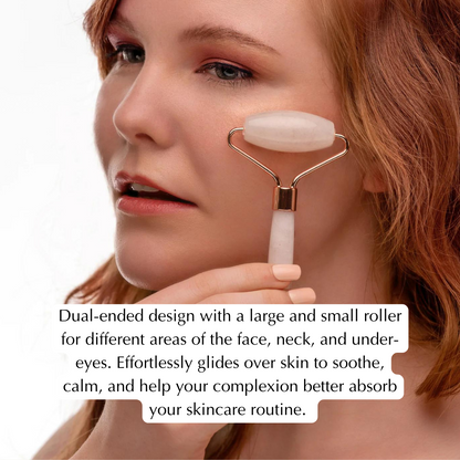 Rose Quartz Facial Roller – Dual-Ended Beauty Tool for Calming, Cooling & Skin Radiance - Trending Wellness Store