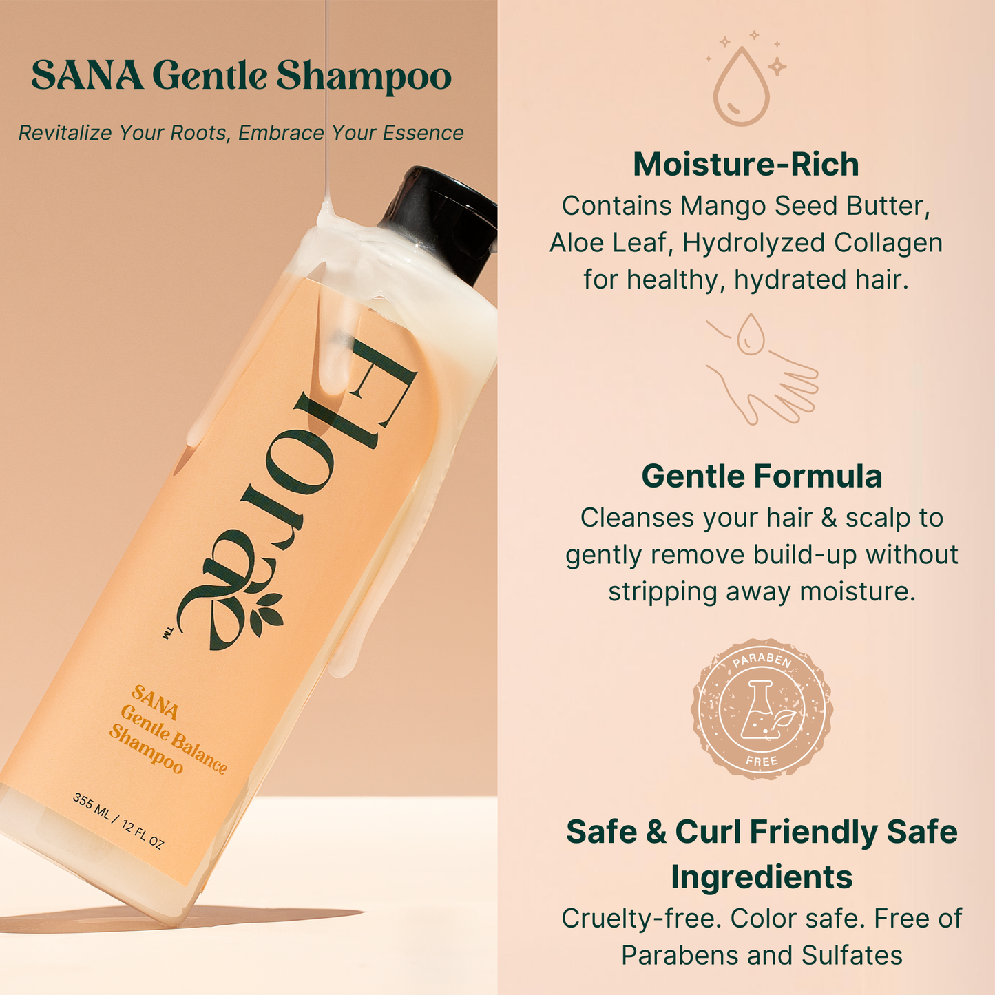 SANA Gentle Balance Shampoo - Infused w/ Hydrolyzed Collagen - Trending Wellness Store