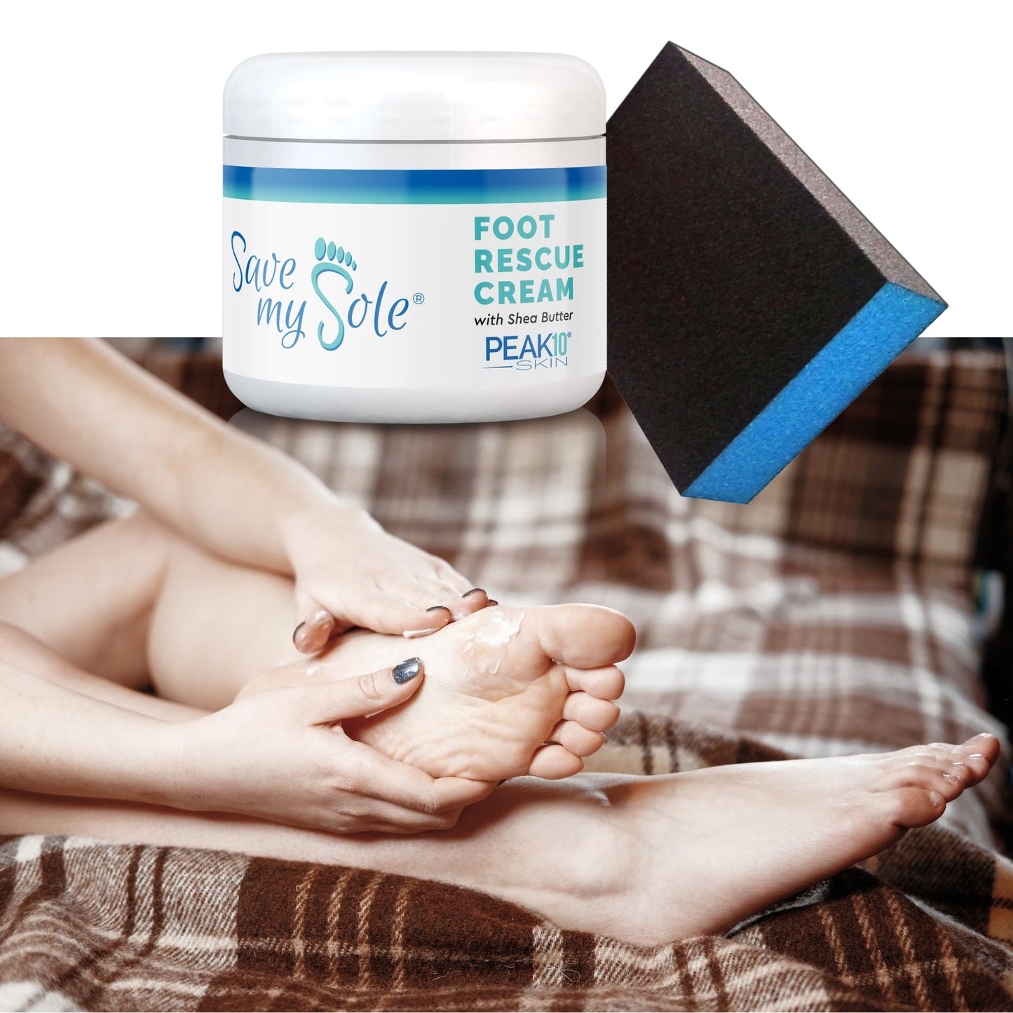 SAVE MY SOLE® foot rescue cream 4.2 oz w/Exfoliating Smoothing Block - Trending Wellness Store