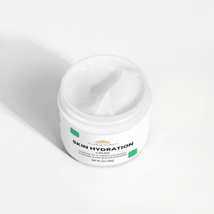 Jar of skin hydration cream on a white background