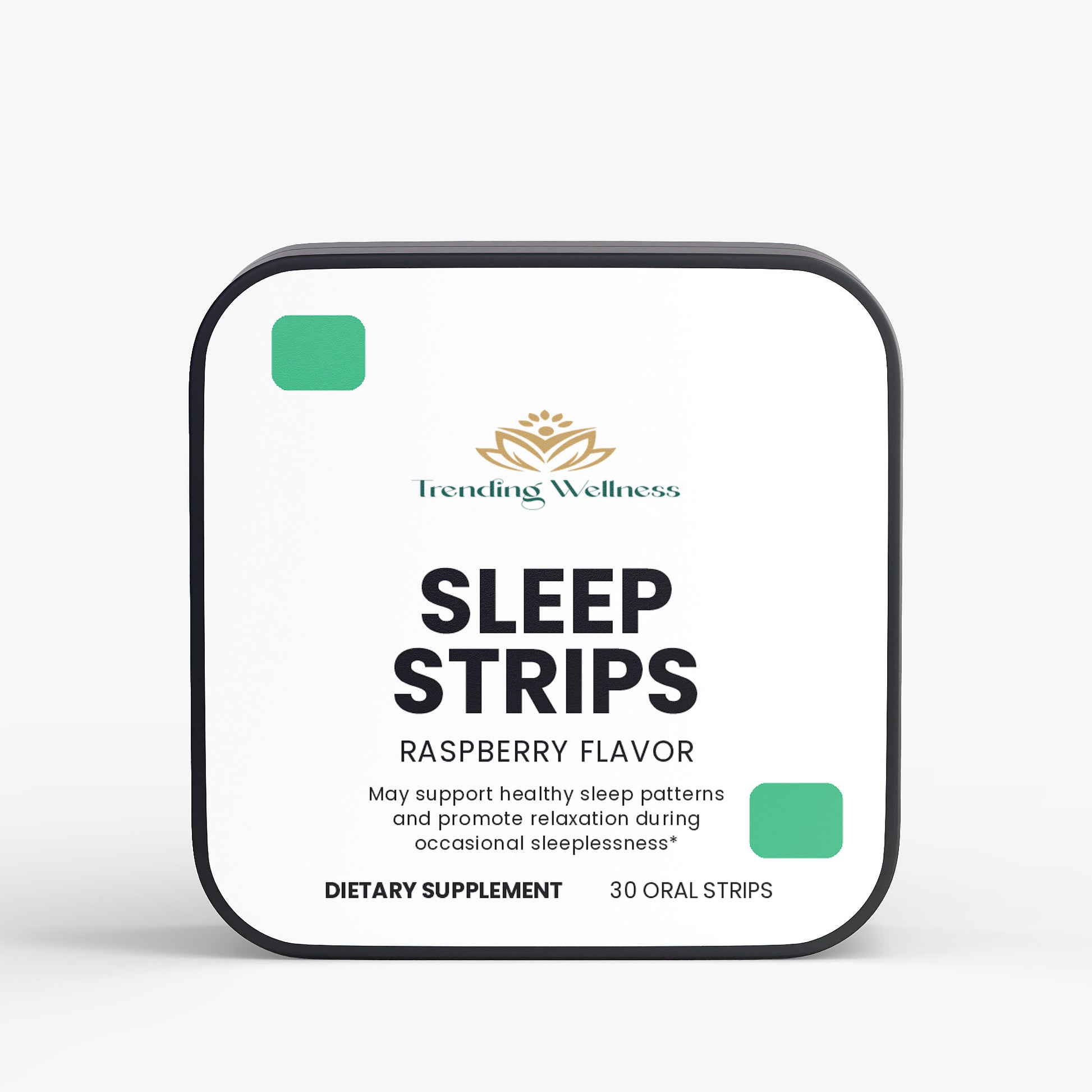 Trending Wellness Sleep Strips packaging with raspberry flavor on a white background