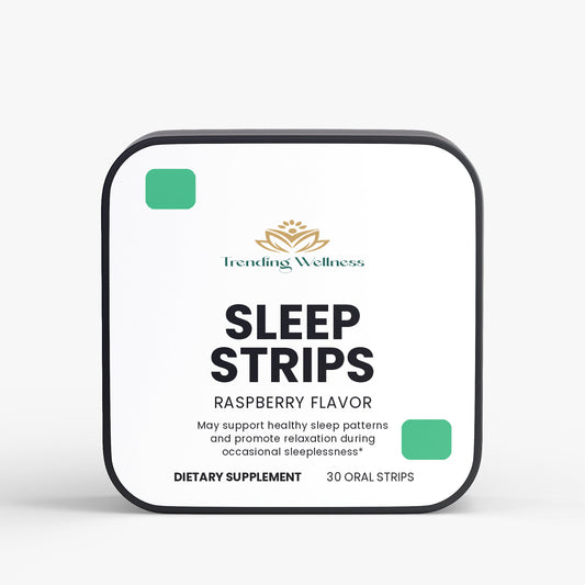 Trending Wellness Sleep Strips packaging with raspberry flavor on a white background