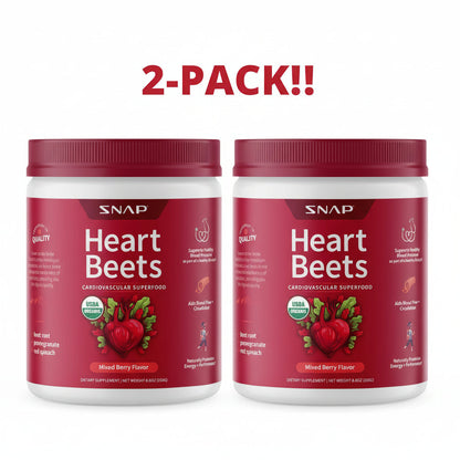 Snap Supplements Heart Beets Organic Beet Root Powder 2-Pack, 60 Servings Total (17.6 oz), Mixed Berry Cardiovascular Support with Nitric Oxide & B Vitamins - Trending Wellness Store