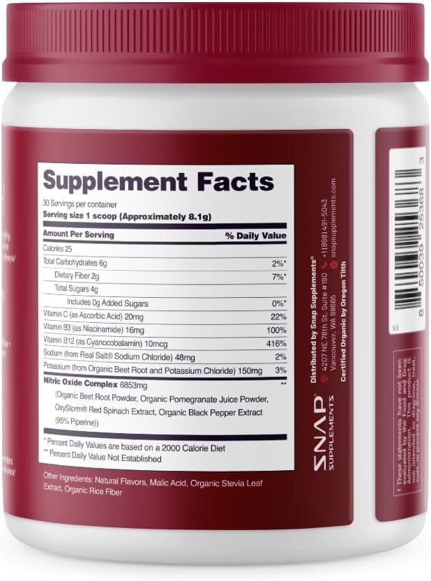 Snap Supplements Heart Beets Organic Beet Root Powder 2-Pack, 60 Servings Total (17.6 oz), Mixed Berry Cardiovascular Support with Nitric Oxide & B Vitamins - Trending Wellness Store