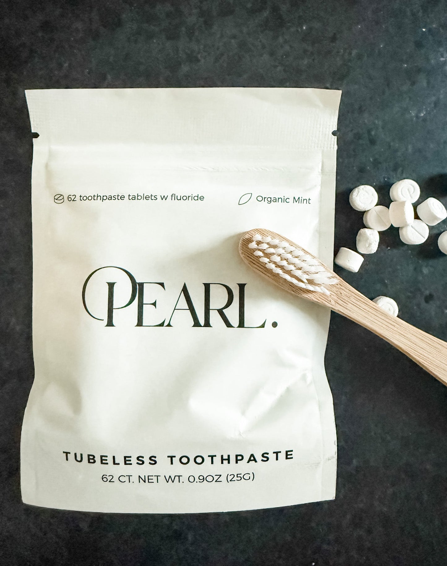 Starter Kit: The Pearl Jar - White Sea Glass & Fluoride Mint Toothpaste Tablets | 62 Tablets | Refill Pouch - Trending Wellness Store