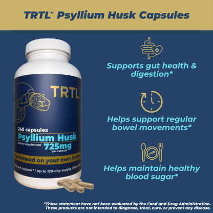 TRTL Psyllium Husk 725mg Capsules 240 Count - Trending Wellness Store