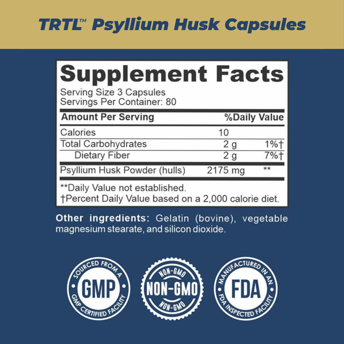 TRTL Psyllium Husk 725mg Capsules 240 Count - Trending Wellness Store