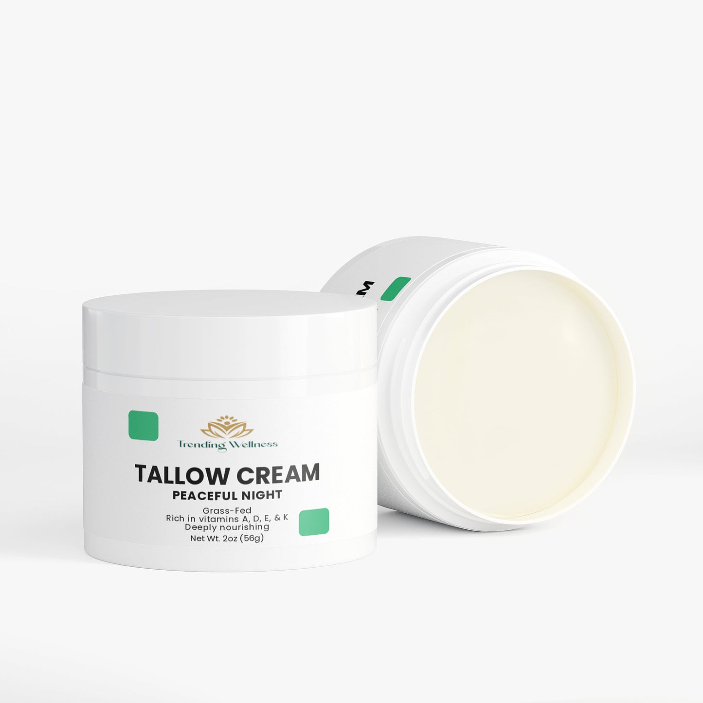 Tallow cream jar with lid on a white background