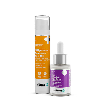 The Derma Co Radiance Combo - 10% Vitamin C Serum & 1% Hyaluronic Sunscreen Gel SPF 50 PA++++ - Trending Wellness Store