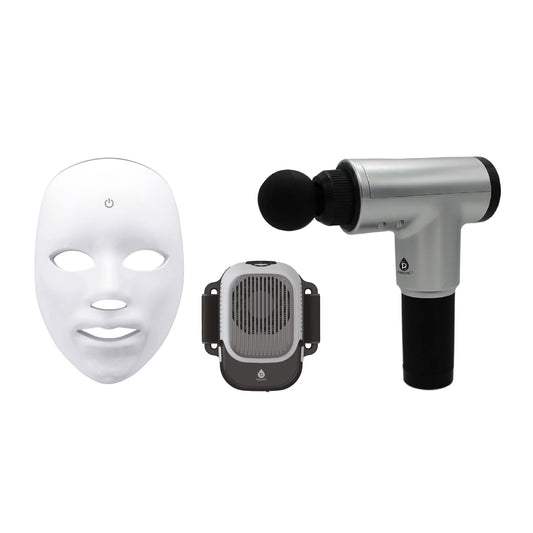 Total Wellness Recovery Bundle – Massage Gun, Red Light Therapy Mask & Hot/Cold Therapy Cube - Trending Wellness Store