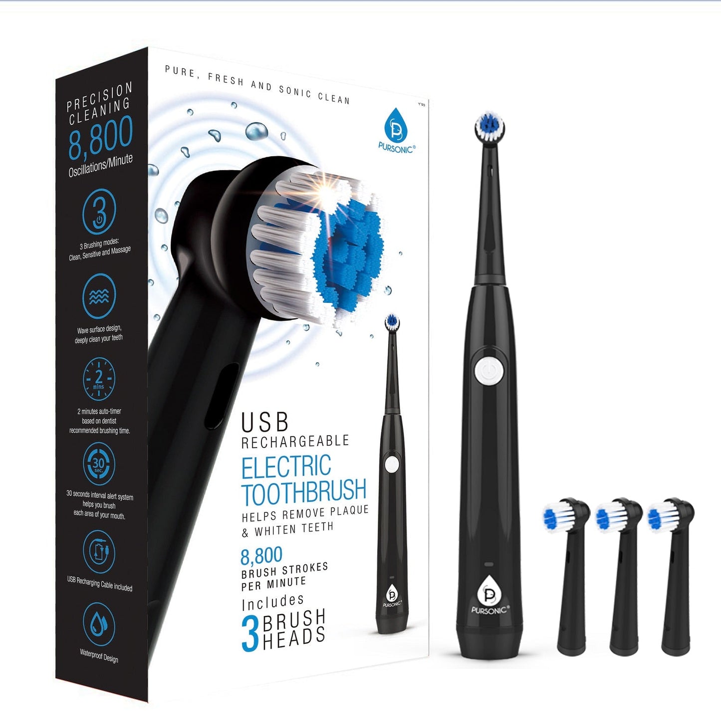 USB Rechargeable Electric Rotary Toothbrush - Trending Wellness Store
