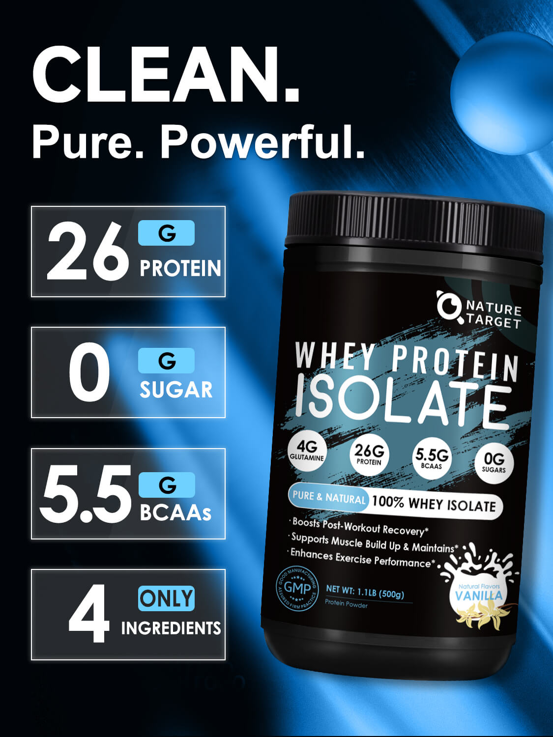 Vanilla Protein Powder, Whey Protein Isolate, 26G Protein/Serving, 1.1LB - Trending Wellness Store