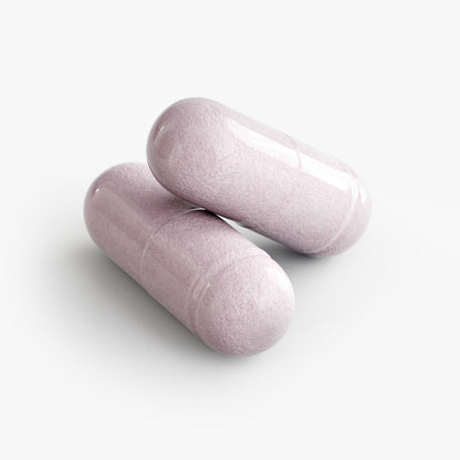 Two pink cylindrical objects on a white background