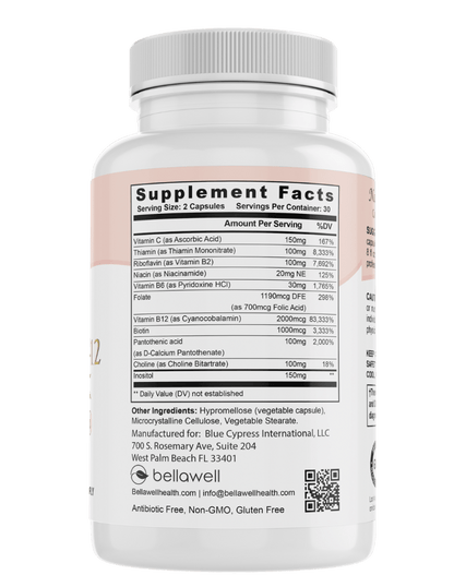 Vitamin B-Complex With Folate by Bellawell - Trending Wellness Store