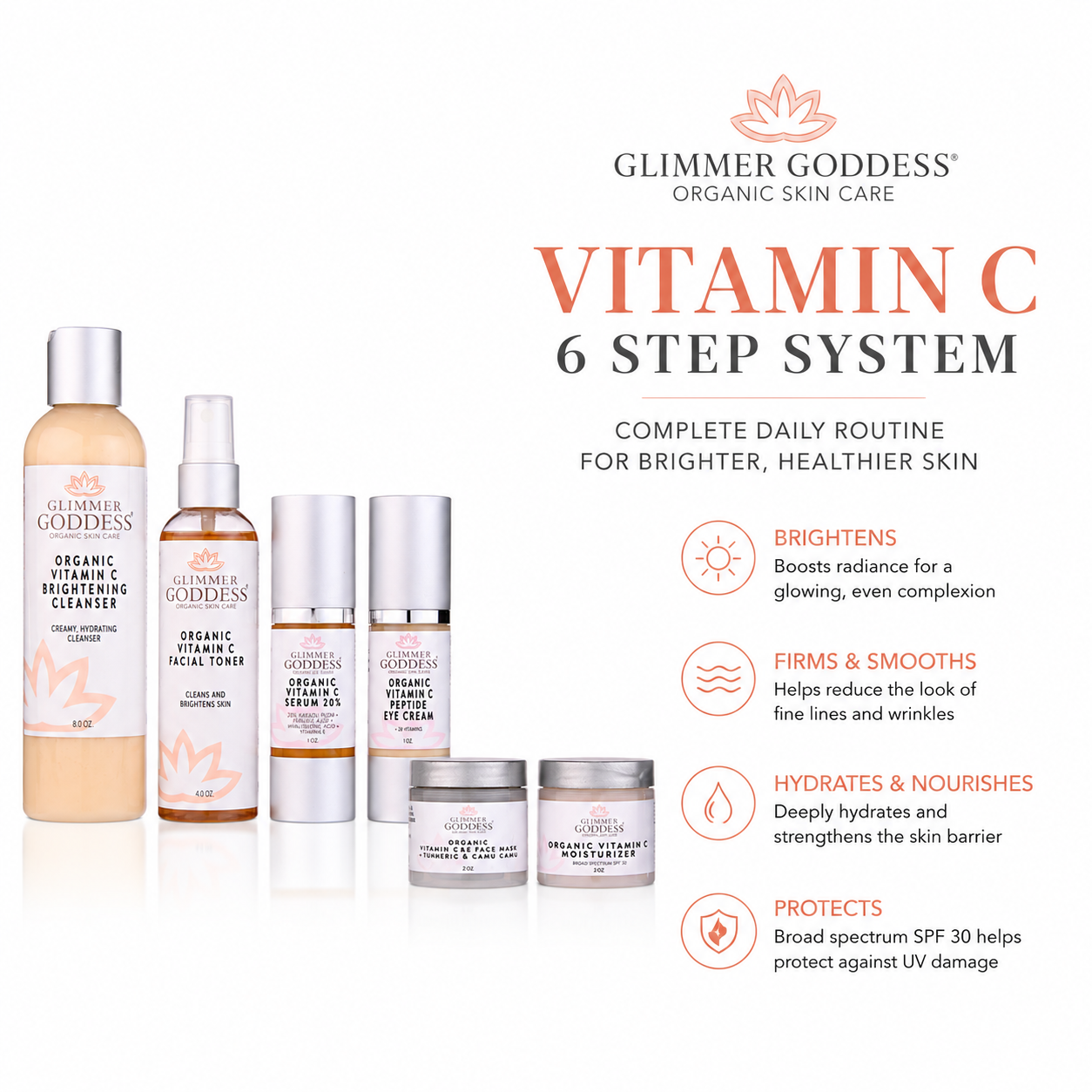 Vitamin C 6-Step Anti-Aging System – Complete Brightening Routine with SPF 30 - Trending Wellness Store