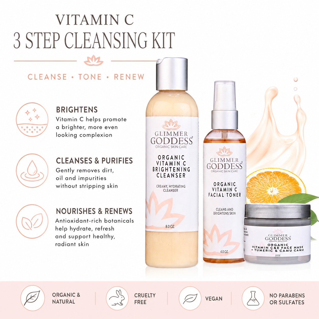 Vitamin C Brighter Skin 3-Step Cleansing Kit - Trending Wellness Store