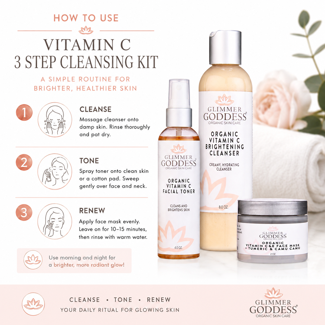 Vitamin C Brighter Skin 3-Step Cleansing Kit - Trending Wellness Store