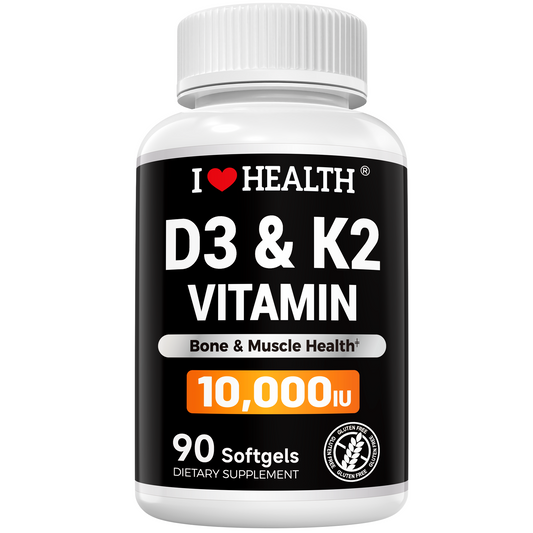Vitamin D3 10000 IU with K2 (MK-7) Supplement – 90 Softgels – Non-GMO, Gluten-Free – Supports Bone, Heart & Immune Health – Enhanced Absorption – Made in USA - Trending Wellness Store