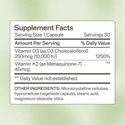 Vitamin D3/K2 10,000 IU Capsules - Trending Wellness Store