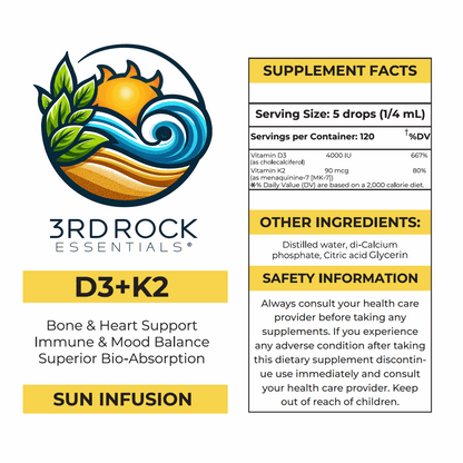 Vitamin D3 + K2 - Liquid Supplement (Chelated) — 1 fl oz - Trending Wellness Store
