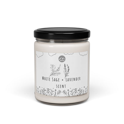 White Sage Lavender Scented Soy Candle | Calm Relaxation Gift, Aromatherapy Candle, Home Decor, Self-Care, Eco-Friendly -- 9oz - Trending Wellness Store