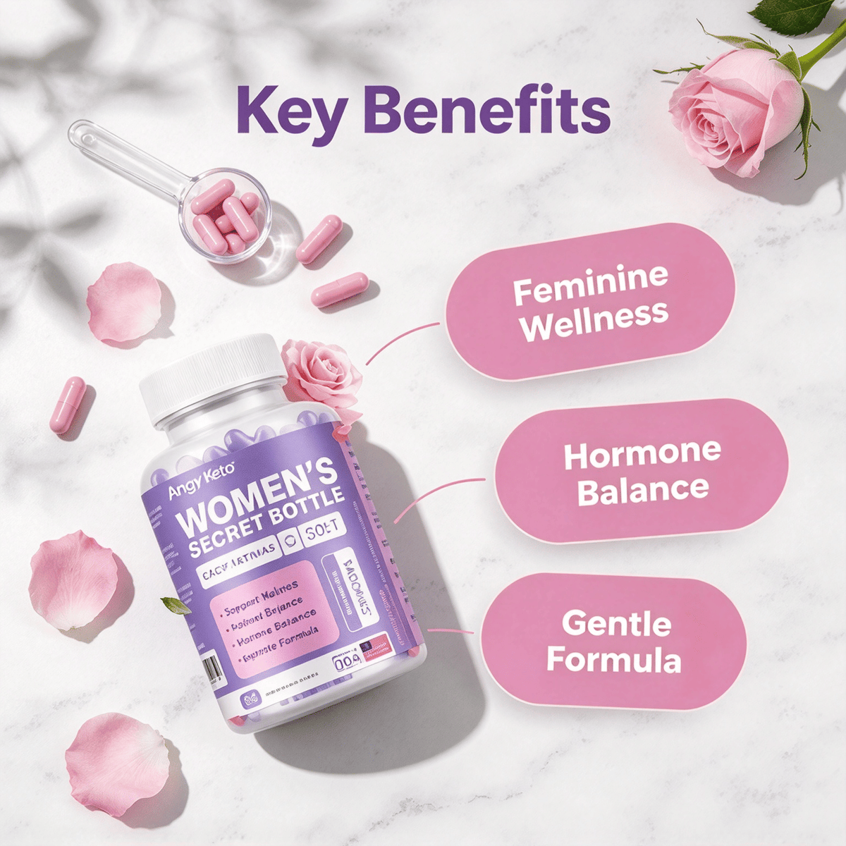 Women Botanical Blend Nutritional Capsules, Natural Plant Extract Wellness Capsules, Daily Botanical Supplement for Adult Women