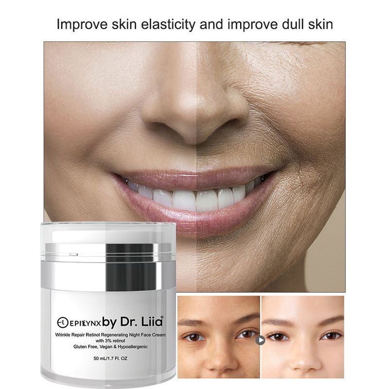 Wrinkle Repair Retinol Night Cream – Vegan, Gluten-Free, Regenerating Anti-Aging Moisturizer - Trending Wellness Store