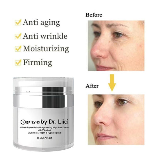 Wrinkle Repair Retinol Night Cream – Vegan, Gluten-Free, Regenerating Anti-Aging Moisturizer - Trending Wellness Store