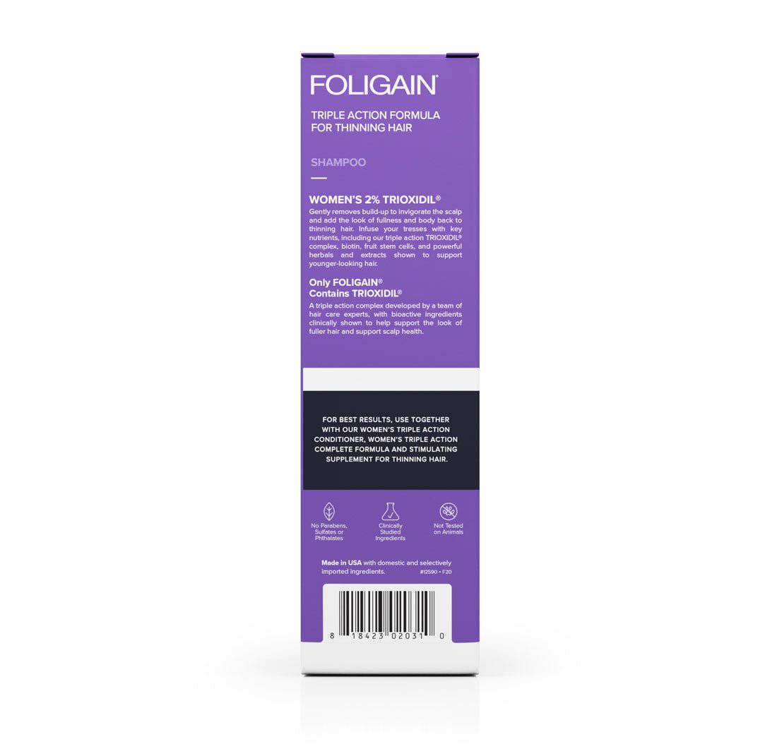 FOLIGAIN® Triple Action Shampoo For Thinning Hair For Women with 2% TRIOXIDIL®