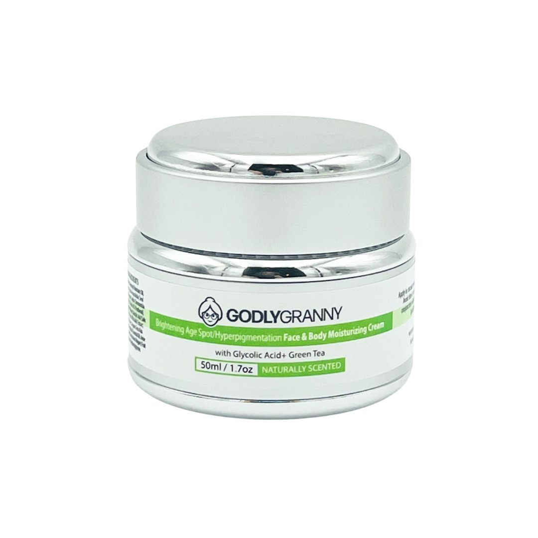 Brightening Age Spot/Hyperpigmentation Face & Body Moisturizing Cream w/Glycolic Acid + Green Tea (Naturally Scented)