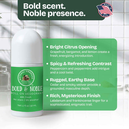 Natural Deodorant for Men - BOLD & NOBLE Natural Freshness for All-Day Protection